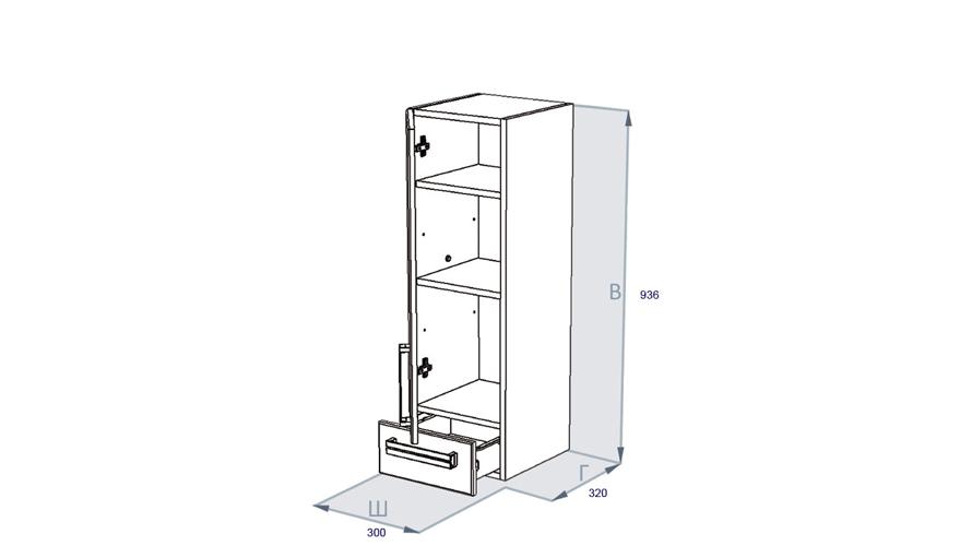 Шкаф навесной "Ника-30" с ящиком